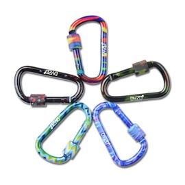 DYZD Gear Aluminum Alloy D Shape Buckles D Ring Keychains Screw Locking Spring Clip Hook Keyring Clip Hook(Style 3, 5 PCS)