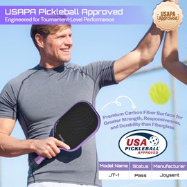 Pickleball Paddles Set of 2, USAPA Approved Carbon Fiber Pickleball Racket Set with Indoor & Outdoor Balls, Lightweight Rackets Honeycomb Core for Beginners Intermediate Players, Men Women Purple