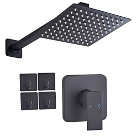 Shower Faucet Set Matte Black Complete Shower System with 8 Inches Rain Shower Head Bathroom Rain Shower Faucet Set Rainfall Shower System with Shower Valve