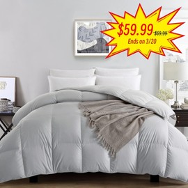 puredown® Feather Comforter Twin Size, All Season Duvet Insert, Hotel Collect...