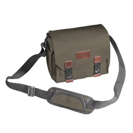 Mantona Kameratasche Milano piccolo (modische Universaltasche für Digital-Spiegelreflex-Kameras und Systemkameras plus Zubehör, Vintage, graues Interieur) braun