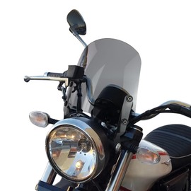 Xitomer Motorcycle Windshield Windscreen Compatible with Moto Guzzi V9 Bobber / Roamer 2016 2017 2018 2019 2020 Windshield with Bracket, Wind Deflector (Gray)