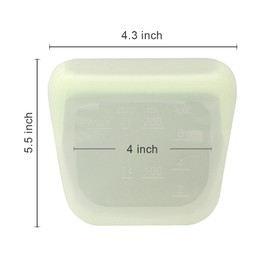 purifyou Set of 5 Reusable Silicone Storage Snack Bags 6oz / 16oz / 32oz / 64oz Self-Seal Food Storage Container for Fruits, Vegetables, Sandwiches, Dishwasher Safe & Leak-free (Cream, 6oz)