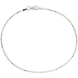 Sterling Silver Faceted Pallini Bead Ball Chain Necklace 1.8mm Nickel Free Italy, 24 inch