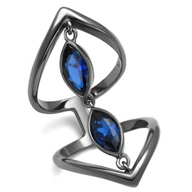 YourJewelleryBox Simulated Diamond Ring Spinel Marquise Cuff Montana Blue Open Bezel TK2990 S