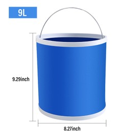 Collapsible Bucket Premium 9L - Portable Folding Water Container - Space Saving Multifunctional Bucket for Foot Bath Tub Wash Basin, for Traveling Hiking Fishing