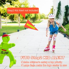 Replacement Reflective Safety Flags Large Size 2Packs Compatible with Step2 Kid Alert Slow Down Signs for Neighborhoods Weatherproof Warning Flag Kids at Play Signs for Street