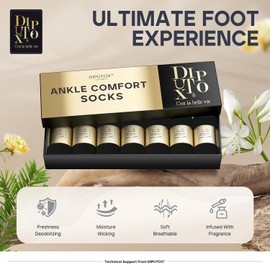 diputox Athletic Ankle Cotton Socks for Men & Women, Aromatic Scent, Low Cut No Show Arch Compression Socks, Moisture Wicking, Ideal for Running/Hiking/Gifts, Black, Size 6-9,7 Pairs