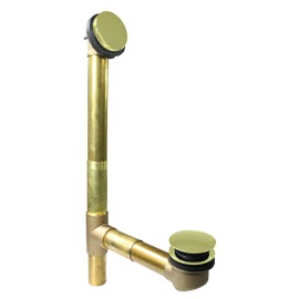 Westbrass 79317SWH-01 19" European Style Solder Bath Waste Assembly with Tip-Toe Drain and No-Hole Overflow, Polished Brass
