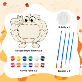 BeYumi 12Pcs Fall Wooden Pumpkin Picture Frame Craft Color Your Own Wooden Pumpkin Picture Frame Autumn DIY Gift for Kids Thanksgiving Photo Frame Pumpkin Shaped Picture Frame for Home Tabletop Decor