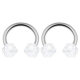 Piercingschmuck 3202 Surgical Steel Clear Horseshoe Earrings 10mm 4mm Cube Acrylic, No information