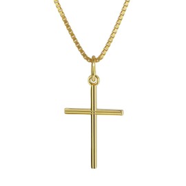 trendor Cross Pendant Gold 333 with Gold-Plated Necklace Gift Idea Made of Real Gold for Boys and Girls 08496, Gold