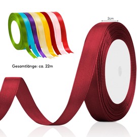 Gift Ribbon, 8 Rolls Bow, 2 cm x 220 cm, Polyester Satin Ribbon, Satin Ribbon for Gift Wrapping, Crafts, Hair Bows, Bouquet Decoration