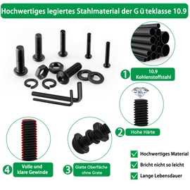 1500PCS Screws Nuts and Washers Assortment, Metric Bolt Assortment M2 M3 M4 M5 M6 Black Zinc Plated Hex Button Head Cap Machine Screws - 10.9 Alloy Steel Bolts and Nuts Kit with 5 Wrenches