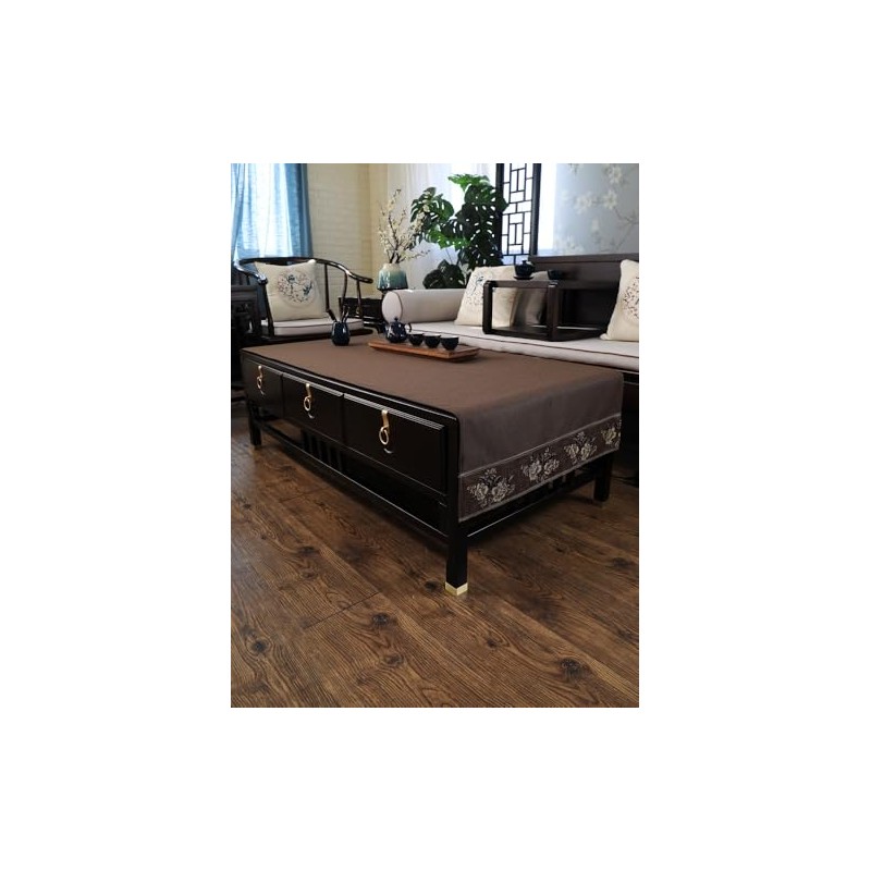 LAVSHOME Traditional Feature Coffee Table Cover Rectangle with Embroidered Flowers.Coffee