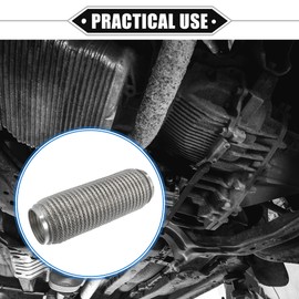 X AUTOHAUX Car Exhaust Flexible Pipe, 63x254mm 2.48"x10" Exhaust Flex Connector Pipes Bellows Universal for Car Durable Stainless Steel Silver Tone