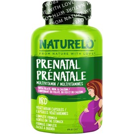 NATURELO Prenatal Multivitamin with Choline & Folate, 180 Capsules | Multivitamin with iron, plant calcium, vegan, vegetarian, Non-GMO, gluten free, 2 month supply