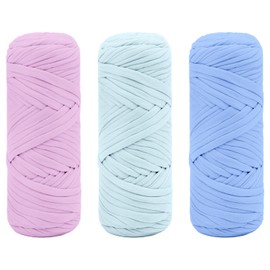 Maxee Premium T-Shirt Yarn - Pack of 3 (200 g / 75 m each), Soft Ribbon Yarn for Crochet & Knitting - Intensive and Easy to Clean, Ideal for Crochet Bags/Baskets/Carpets DIY Projects, Crafts and