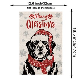 Merry Christmas Garden Flag Saint Bernard Dog with Scarf Xmas Winter Holiday Decorations Vertical Double Sided For Outside Yard Lawn Decor 12.5 x 18 Inch