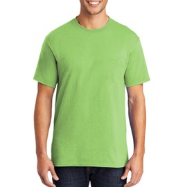 JustBlanks Mens Casual Short Sleeves Regular Fit Core Blend Crew Neck T-Shirt - Lime - LT