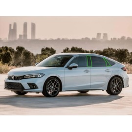 Rvinyl Pillar Post Window Trim Compatible with Honda Civic 2022-2023 (Sedan) - Gloss (Black)