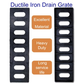 DuuMuut Cast Iron Drain Grate, 17x4 Outdoor Drain Cover, B Class Sewer Grate, Durable Heavy Duty Channel Grate, Black Rectangle Drainage Grate for Driveway, Concrete, Yard, Garage (17.3x4.5)