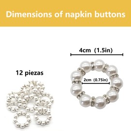ZAHD Pack of 12 Pearl Napkin Buckles Table Decoration Accessories Napkin Buckles Napkin Buckle Napkin Buckle with Beads, Napkin Buckle for Family Dinners or Restaurants