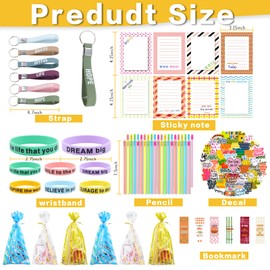 yesaior 194Pcs Back to School Gift, Inspirational Gifts Set, Inspirational Silicone Wristbands Encouraging Bookmarks Stickers Keychains Bulk Gift Bag, School Office Party Favor Supplies