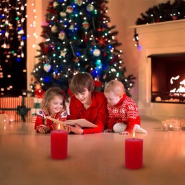 12 Pack 2x3 Inch Red Pillar Candles for Romantic Valentine's Day and Christmas, Unscented Column Candle for Home Restaurants, Smokeless Dripless and Clean Burning Emergency Candle