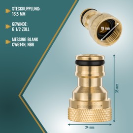 Poppstar 2 x tap connectors, 1/2 inch internal thread and plug-in coupling for garden hose (compatible with Gardena plug-in system)