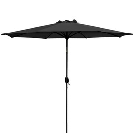 JOVISUNSHADE 7.5FT Patio Umbrella with Push Button Tilt and Crank, Outdoor Umbrella Patio Table Umbrella 9 Sturdy Ribs UV Protection Waterproof for Pool, Porch, Garden, Deck, Backyard. (Black)
