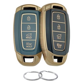 REPROTECTING TPU Key Fob Cover Compatible with 2017-2021 Hyundai Accent Azera Elantra GT Kona Veloster Veloster N 95440G80004X(not for Keys with Eject/flip/fold Buttons) (Black/Grey)