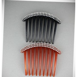 Perfect Hairstyle with Our Hair Accessories - 2 Brown Black Big Huge Hair Comb Set Pack Silver Plastic Teeth Side Clip 4" Wide Fashionable Hair Accessory Hair Jewelry Accessories for Lady Women