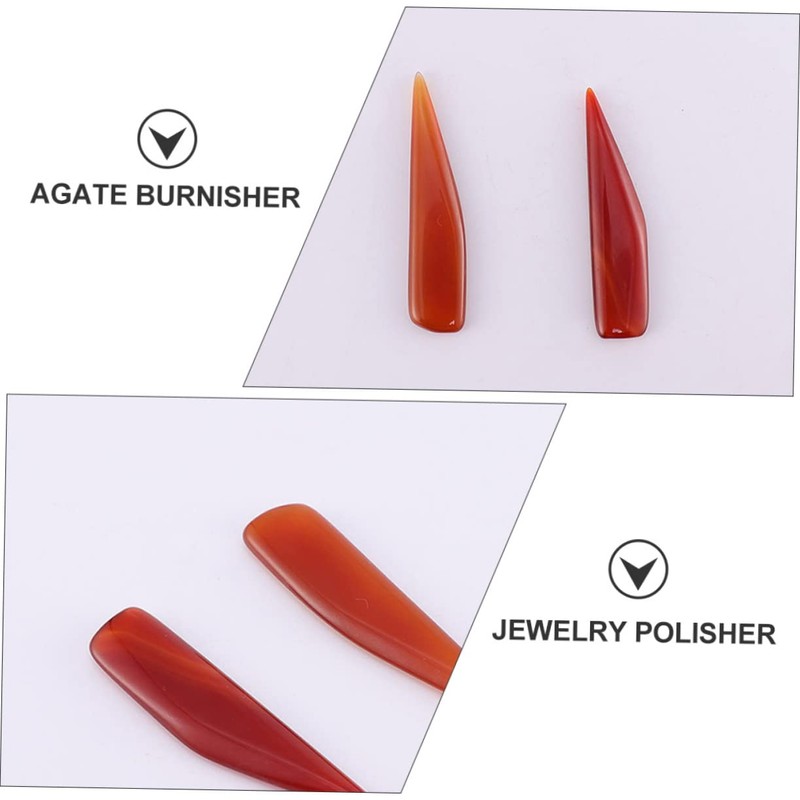STOBOK Essential Jewelry Care Kit 3pc Agate Burnisher Polisher for