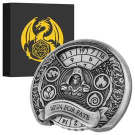 7-in-1 Rogue Fingertip Gyro, DND Wheel Dice Spiner, DND Starter Set, 7-in-1 Metal D&D Dice Set, D&D Gifts with Dragon Logo Gift Box, Tabletop Games, Role Playing Board Game Accessories, Silver