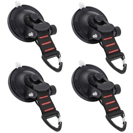 NEUSOP Suction Cup Hook Camping Suction Cup with Hooks 4 Pieces Suction Cup Attachment with D-Ring Car Suction Cups Suction Hooks Extra Strong Suction Cup Attachment Set for Camping, Car, Awnings,