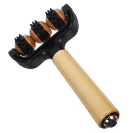 Gatuida Dual Head Wooden Massage Roller for Full Body Relaxation Portable Black Massager for Neck Back and Legs Deep Tissue Muscle Relief Tool for Home and Travel