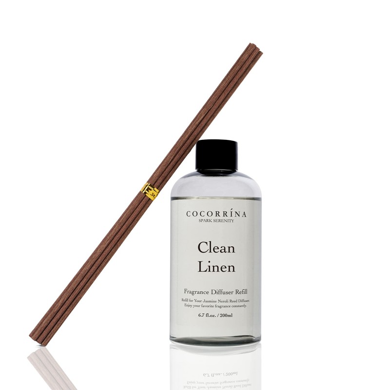 Cocorrína Clean Linen Scented Reed Diffuser Oil with 6 Cotton