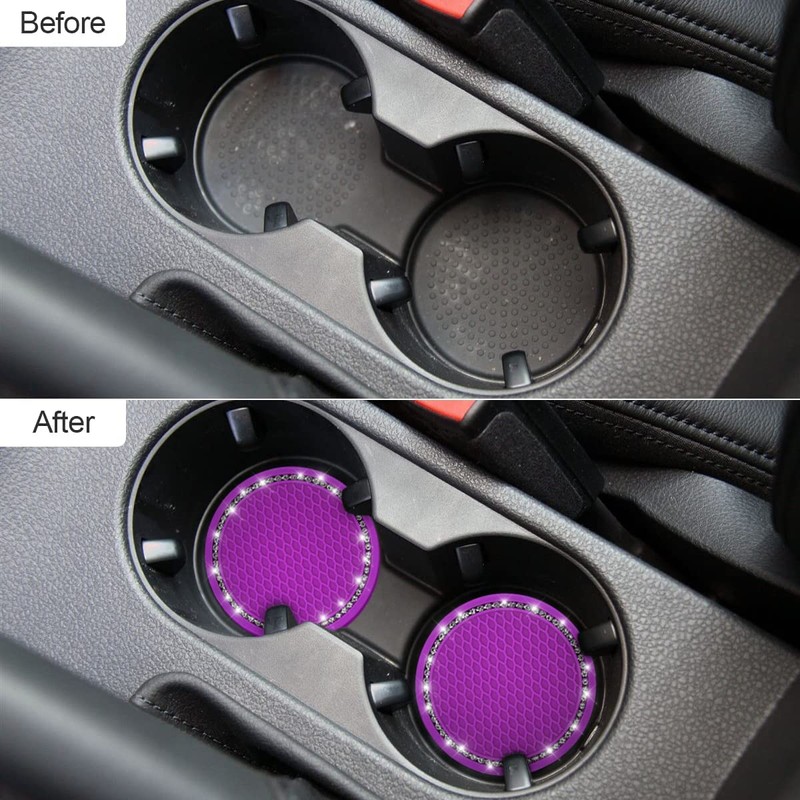 Car Cup Holder Coaster, 2 PCS Universal Bling Crystal Rhinestone