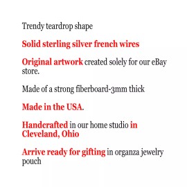 the fun things Rainbow Alcohol Ink Teardrop Earrings .925 Sterling Silver Wires Dangle Artisan