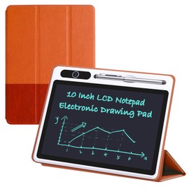 10inch LCD Writing Tablet with PU Protective Cover Electronic Writing Notebook Erasable Drawing Board for Kids Adults at Home Office Work(Brown)
