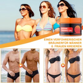 Intensive Tanning Gel - Shine Brown Bräunungsbeschleuniger Sonnencreme Mit Karottenöl & Vitamin E, Natürlicher Bräunungsbeschleuniger für Gesicht & Körper, Make Up Wasserfest, 140g
