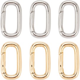 SUNNYCLUE 1 Box 8Pcs Spring Oval Ring Gate Rings Bulk Silver Metal Real 18K Gold Plated Brass Round Connector Fastener Snap Buckle Carabiner Clips for Key Bag Purses Handbags DIY Crafts Accessories