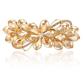 Large Gorgeous Rhinestone Hair Barrette for Women Ladies Flower Crystal Rhinestones Barrette Pearl Spring Hair Clip Hair Styling Lady Ponytail Retro Accessories for Daily present Mothers Day present