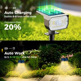 Solar Spot Lights Outdoor Motion Sensor with 3 Modes, [ 8 Pack/56 LED ] Solar Spotlights Outdoor Waterproof 2-in-1 Auto On/Off Solar Landscape Lighting for Outside Yard Wall Garden Pathway, Warm White