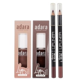 Kit 2 Lip Oil Color Adara Ice Latte y Chocolate Mousse + 2 Lapiz Delineador Ivy Chestnut y Garnet