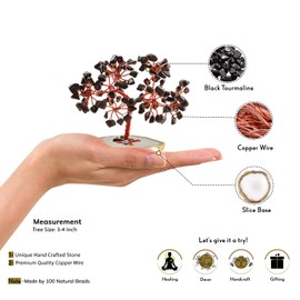 YATSKIA Black Tourmaline Crystal - Crystal Tree Decorations - Gemstone Tree Of Life - Mini Crystal Tree - Home Decor Accessories Living Room - Gifts For Spiritual People - Wire Tree