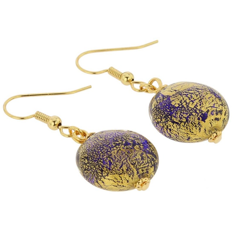 GlassOfVenice Murano Glass Ca D'Oro Earrings - Cobalt Blue