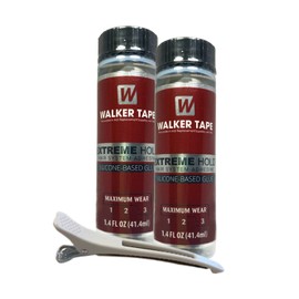 2pcs Extreme Hold Wig Glue 1.4oz w/White Hair Clip Bundle Pack | Waterproof Invisible Long-Lasting | Front Weave Toupees Wigs Extensions Active Lace Glue | Super Bold Hold Lace Adhesive