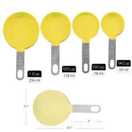 Reston Lloyd 8pc Measuring Cups & Spoons for Dry & Liquid Ingredients, Food Grade Plastic with Stainless Steel Handles, Lemon